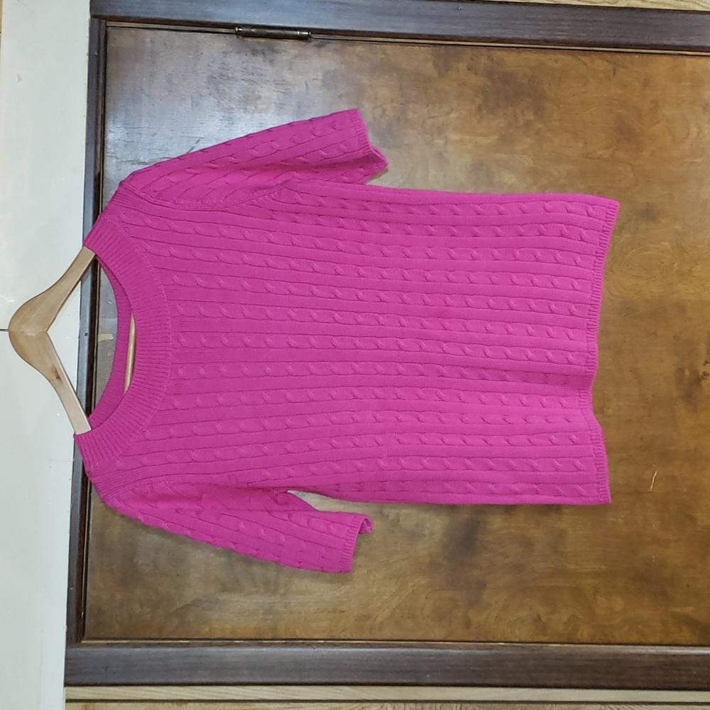 Talbots Women's Shortsleeve Pink Ribbed Sweater Size Large